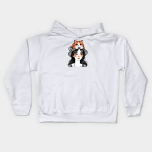 Girl with cat Kids Hoodie